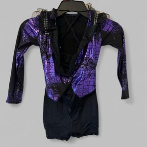 Costume Purple Black Long Sleeve Leotard  Child 5/6